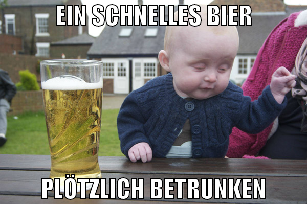Ein schnelles Bier Plötzlich betrunken