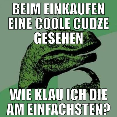 beim einkaufen eine coole cudze gesehen wie klau i