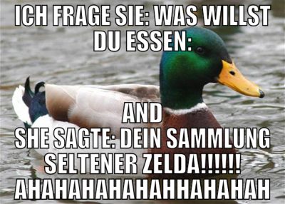 Ich frage sie: Was willst du essen: and she sagte: