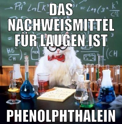 Das Nachweismittel für Laugen ist Phenolphthalein