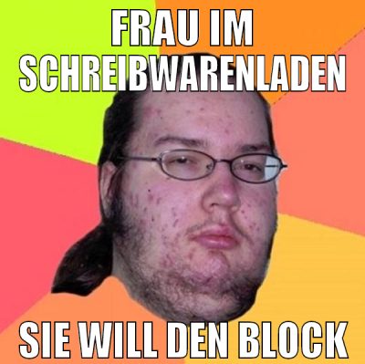 frau im schreibwarenladen sie will den block