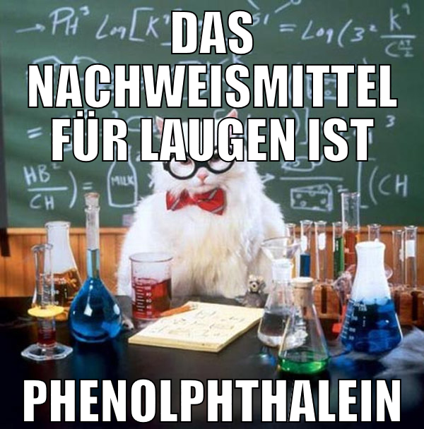 Das Nachweismittel für Laugen ist Phenolphthalein