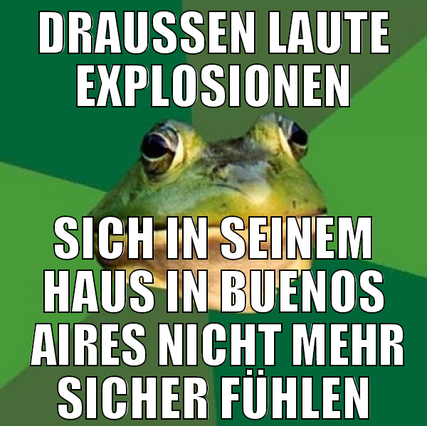 Draussen laute Explosionen sich in seinem haus in
