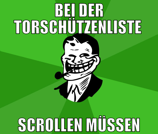 bei der torschützenliste  scrollen müssen
