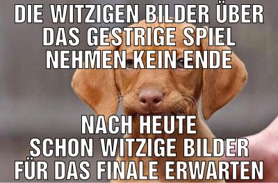 Die witzigen bilder über das gestrige spiel nehmen