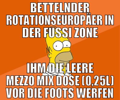 bettelnder rotationseuropäer in der fußi zone ihm