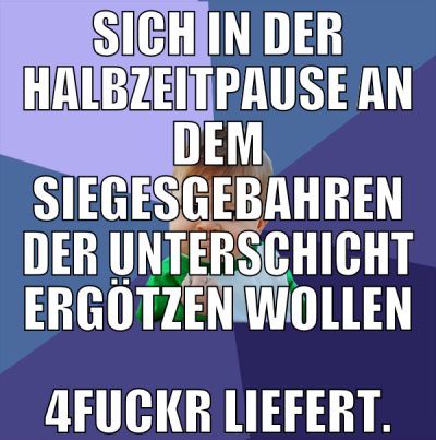 Sich in der halbzeitpause an dem siegesgebahren de