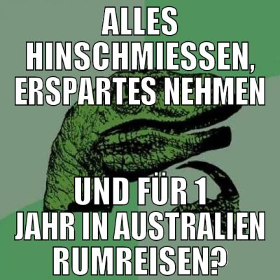 alles hinschmiessen, erspartes nehmen und für 1 ja