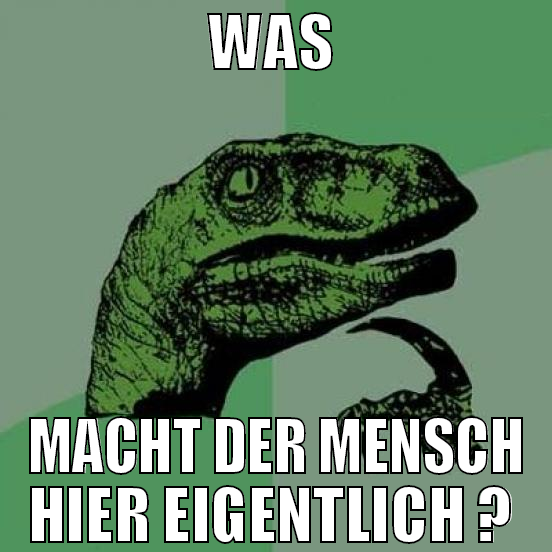 Was  macht der Mensch hier eigentlich ?
