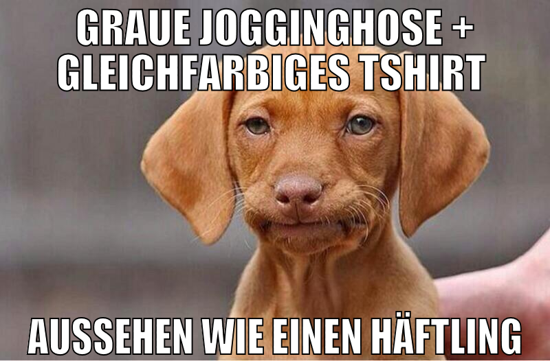 graue jogginghose + gleichfarbiges tshirt  aussehe
