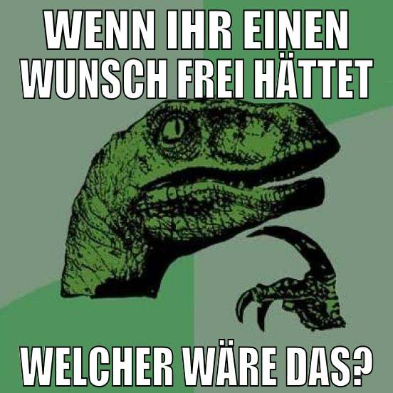Wenn ihr einen Wunsch frei hättet welcher Wäre das