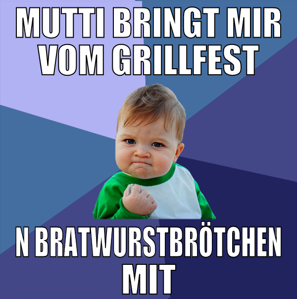 mutti bringt mir vom grillfest n bratwurstbrötchen