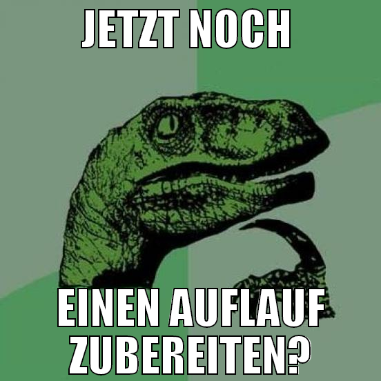 jetzt noch  einen auflauf zubereiten?
