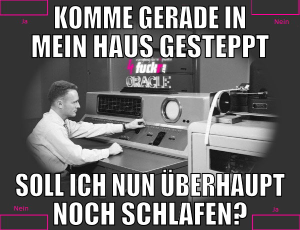 komme gerade in         mein haus gesteppt