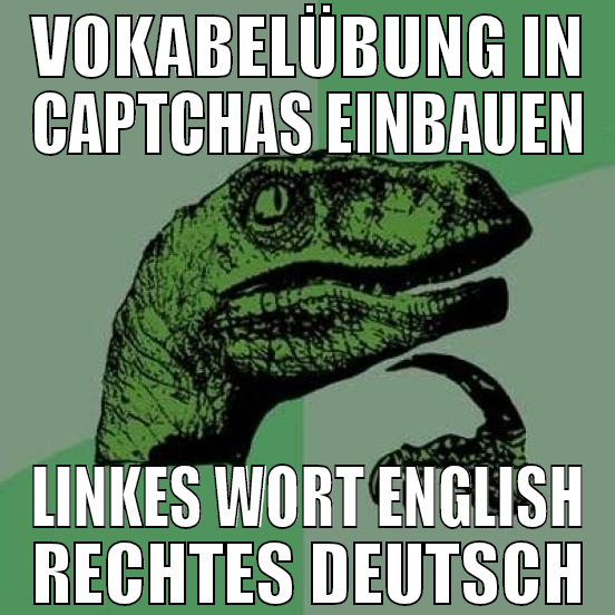 vokabelübung in captchas einbauen linkes wort engl