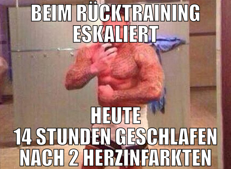 Beim rücktraining eskaliert heute 14 stunden gesch