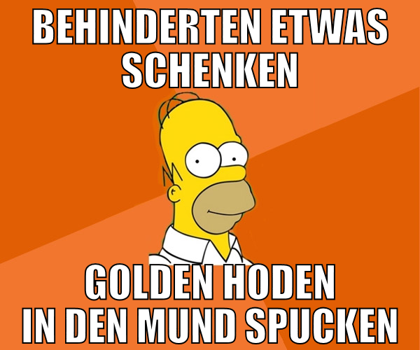 behinderten etwas schenken golden hoden in den mun