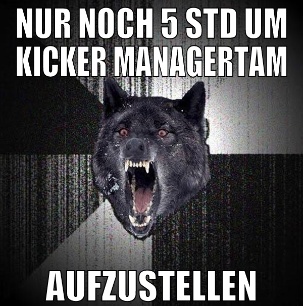 nur noch 5 std um kicker managertam aufzustellen