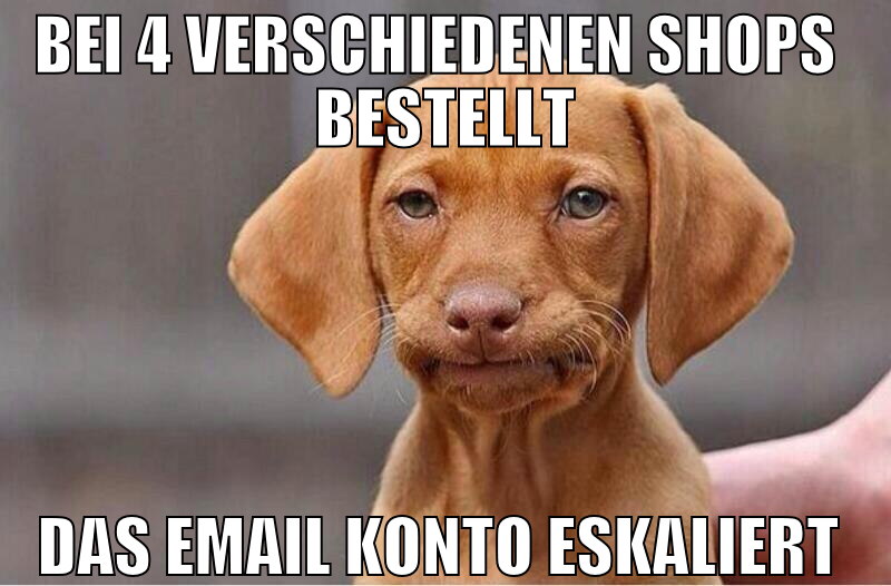 bei 4 verschiedenen shops bestellt das email konto