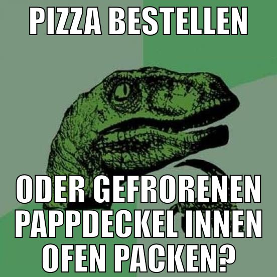 Pizza bestellen oder gefrorenen Pappdeckel innen O