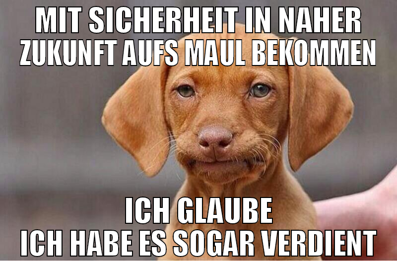 mit sicherheit in naher zukunft aufs maul bekommen