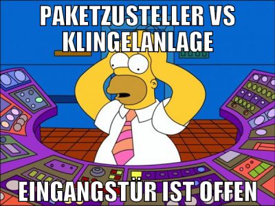 Paketzusteller vs Klingelanlage Eingangstür ist of