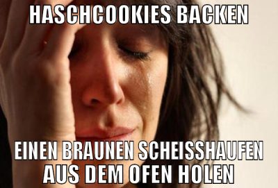 haschcookies backen einen braunen scheißhaufen aus