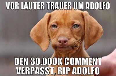 vor lauter trauer um adolfo den 30.000k comment ve