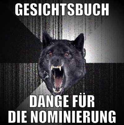 gesichtsbuch dange für die nominierung