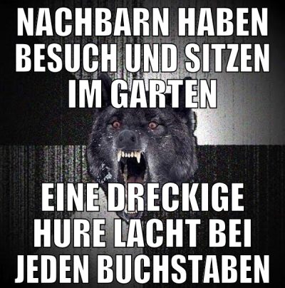 nachbarn haben besuch und sitzen im garten eine dr