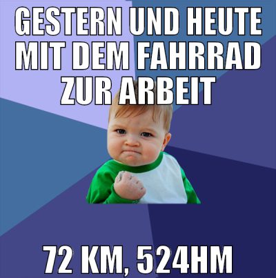 gestern und heute mit dem fahrrad zur arbeit 72 km