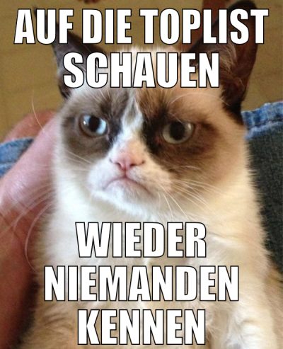 auf die toplist schauen wieder niemanden kennen