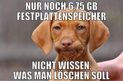 nur noch 6,75 gb festplattenspeicher nicht wissen,