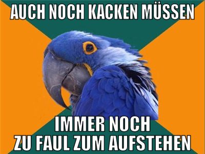 auch noch kacken müssen immer noch zu faul zum auf