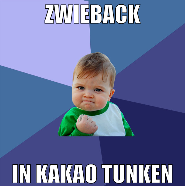 zwieback in kakao tunken