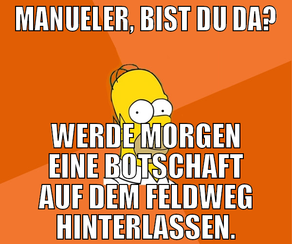 manueler, bist du da? werde morgen eine botschaft