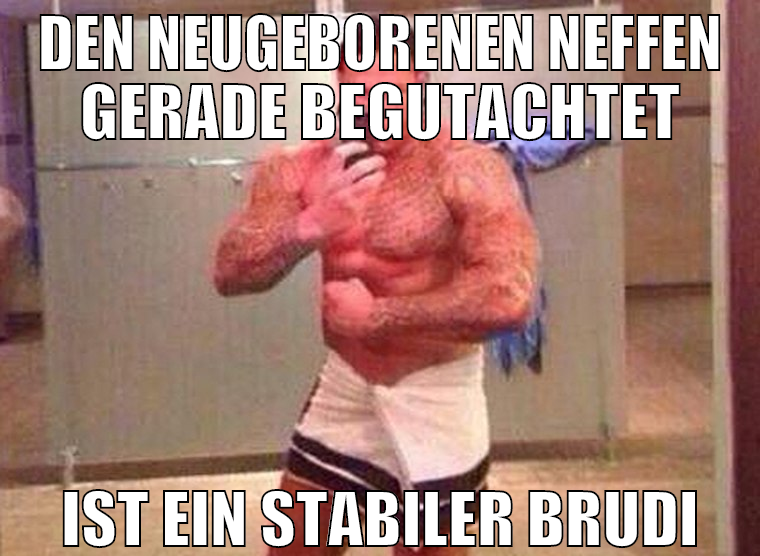 den neugeborenen neffen gerade begutachtet ist ein