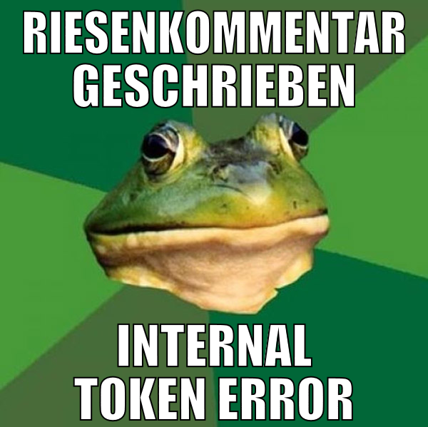 Riesenkommentar geschrieben Internal TOken Error