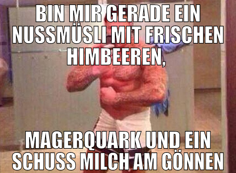 Bin mir gerade ein Nussmüsli mit frischen Himbeere