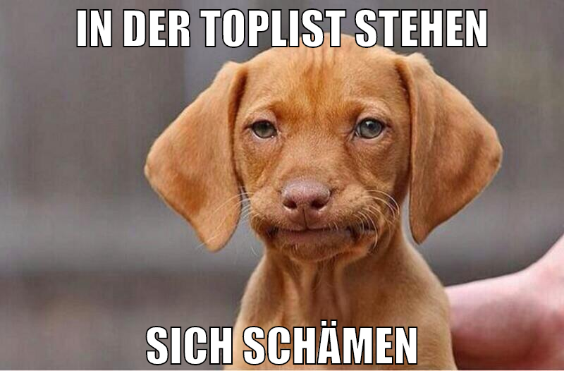 in der toplist stehen sich schämen