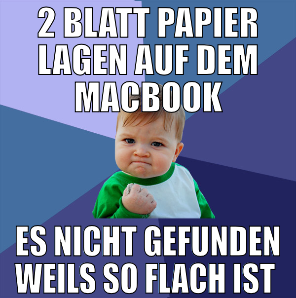 2 Blatt papier lagen auf dem macbook es nicht gefu
