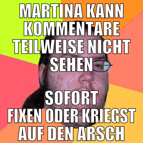 martina kann kommentare teilweise nicht sehen sofo