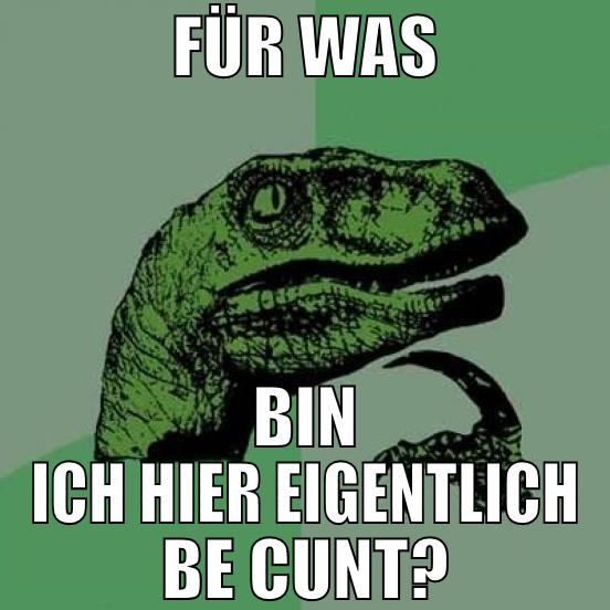 Für WAS bin ich hier eigentlich be cunt?