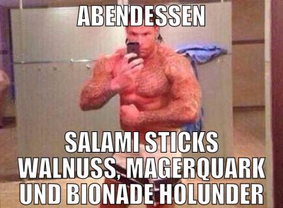 Abendessen Salami Sticks Walnuss, Magerquark und B