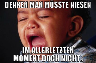 DENKEN MAN MÜSSTE NIESEN IM ALLERLETZTEN MOMENT DO