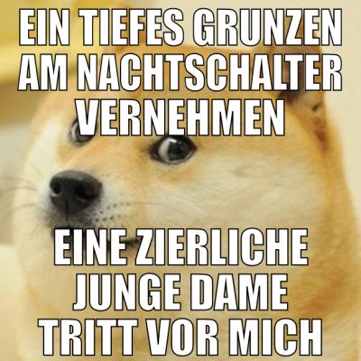 Ein tiefes grunzen am Nachtschalter vernehmen eine