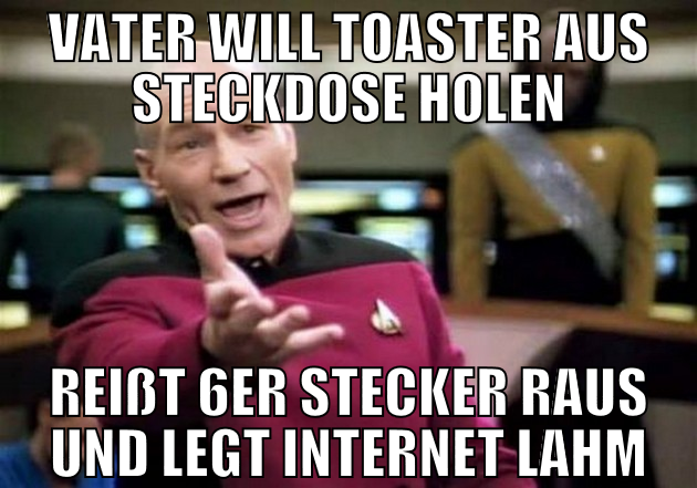 vater will toaster aus steckdose holen reißt 6er s