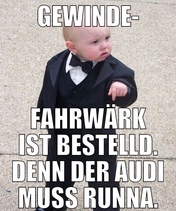 gewinde- fahrwärk ist bestelld. denn der audi muss