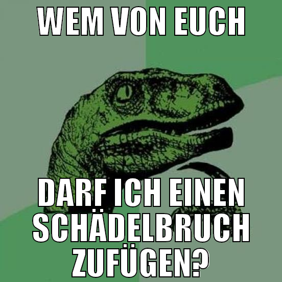 wem von euch darf ich einen schädelbruch zufügen?