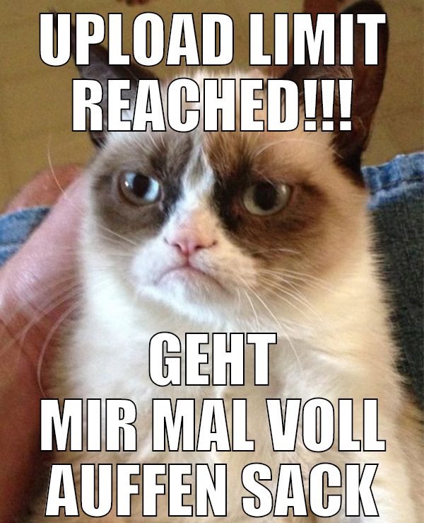 Upload limit reached!!! geht mir mal voll auffen s
